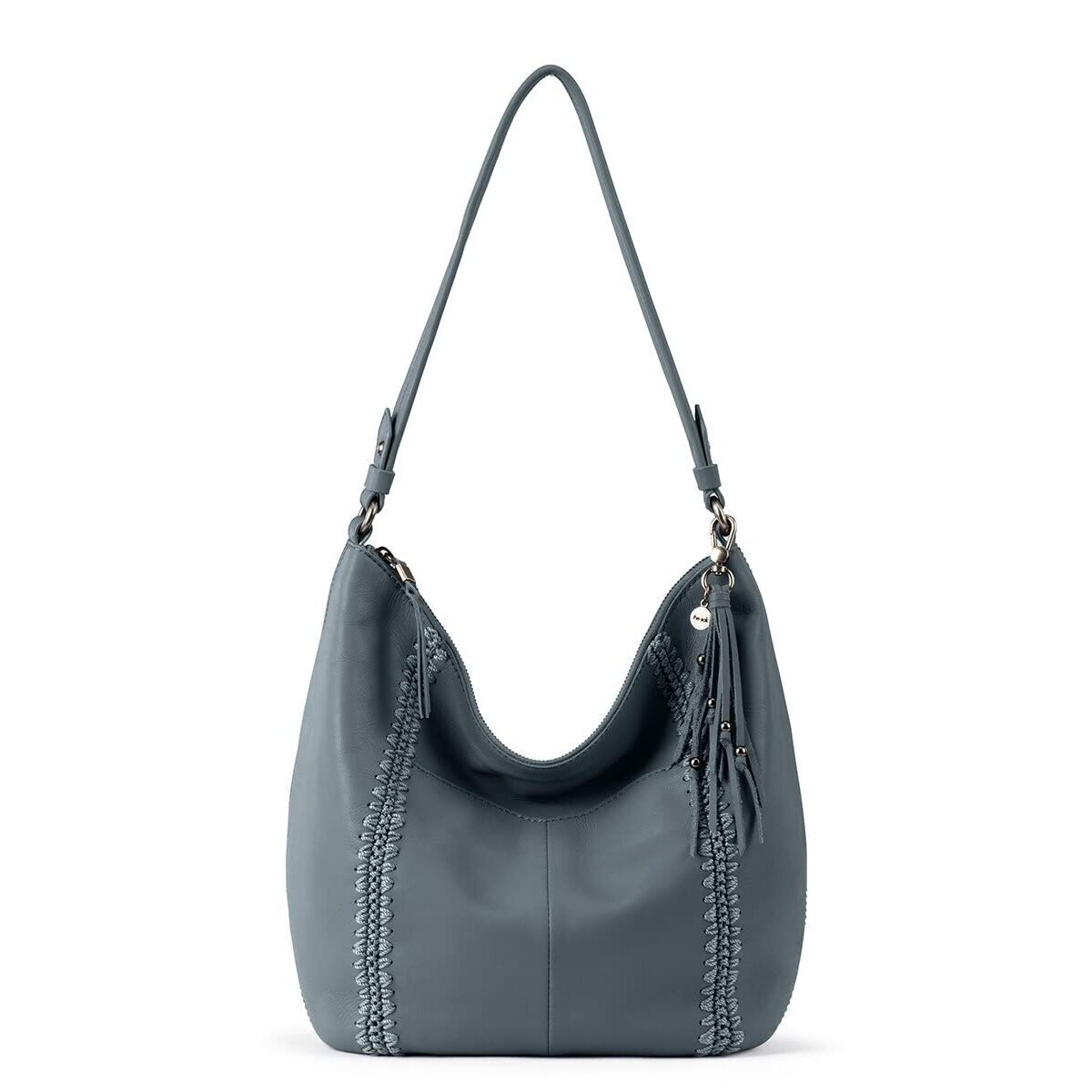 3496 Sequoia Hobo Bag In Leather, Soft & Slouchy Silhouette, Dusty Blue